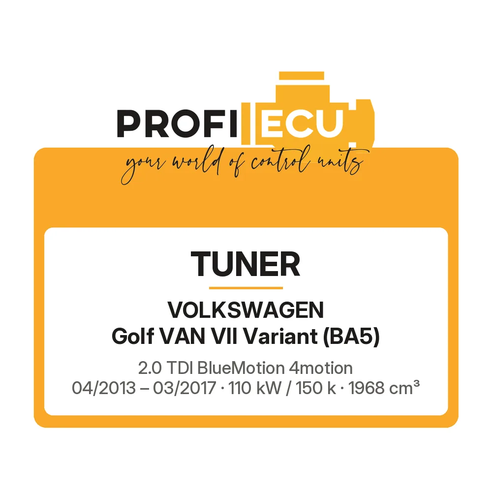 Etiketa ProfiECU: Tuner pro Volkswagen Golf VAN VII Variant 2.0 TDI BlueMotion 4motion 110 kW
