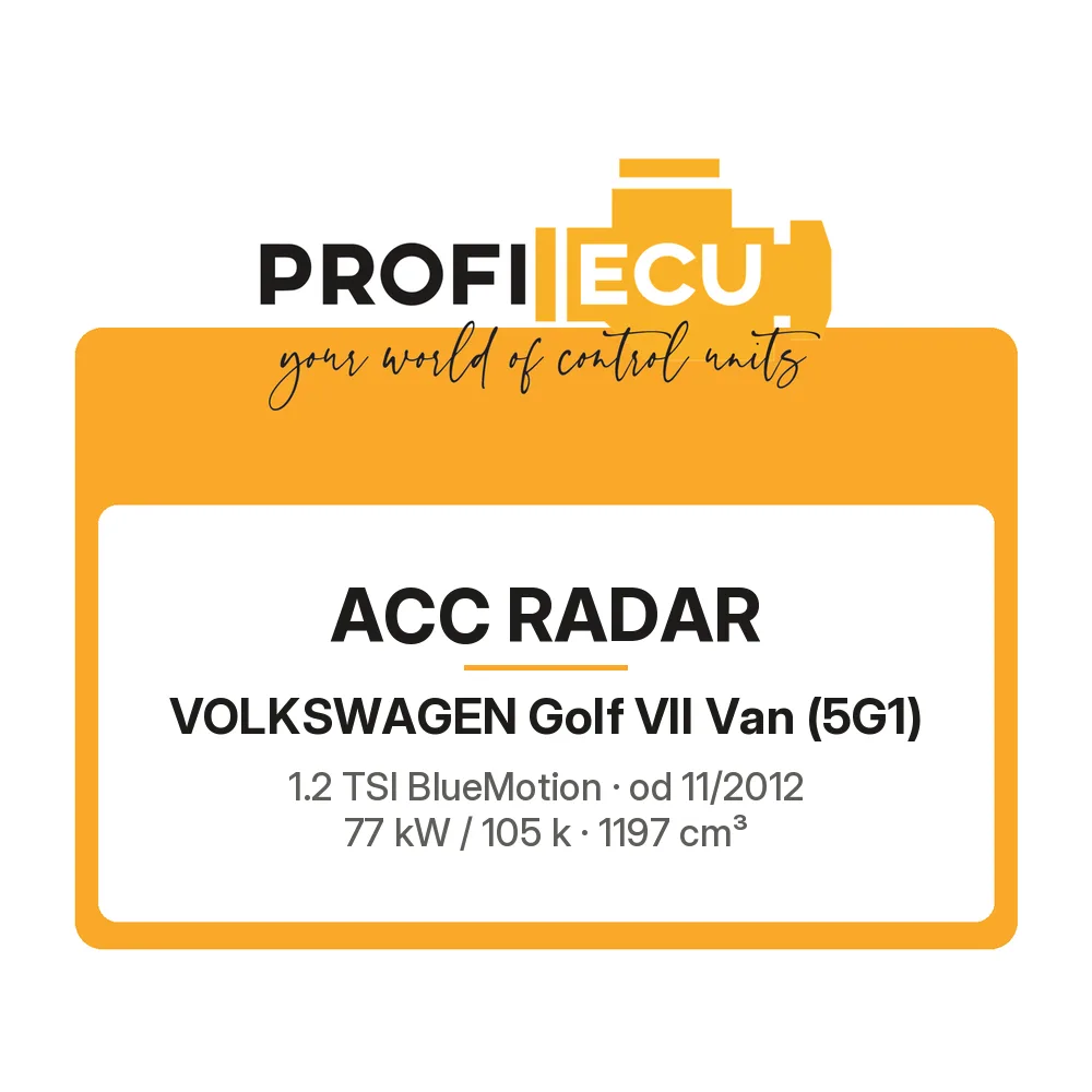 Etiketa ProfiECU: ACC Radar pro Volkswagen Golf VII Van 1.2 TSI BlueMotion 77 kW