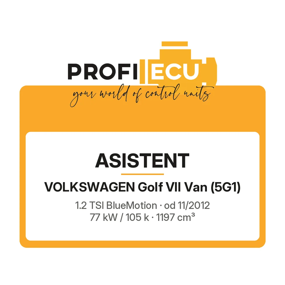 Etiketa ProfiECU: ASISTENT pro Volkswagen Golf VII Van 1.2 TSI BlueMotion 77 kW