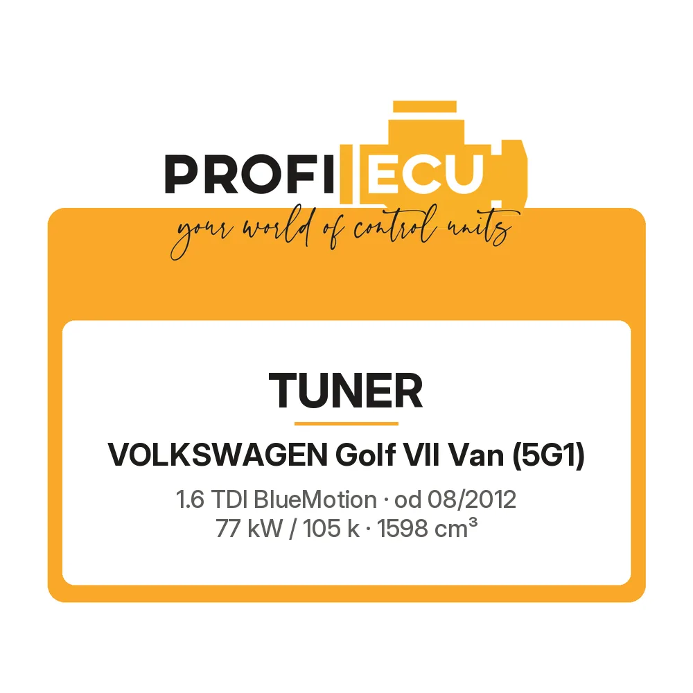 Etiketa ProfiECU: Tuner pro Volkswagen Golf VII Van 1.6 TDI BlueMotion 77 kW