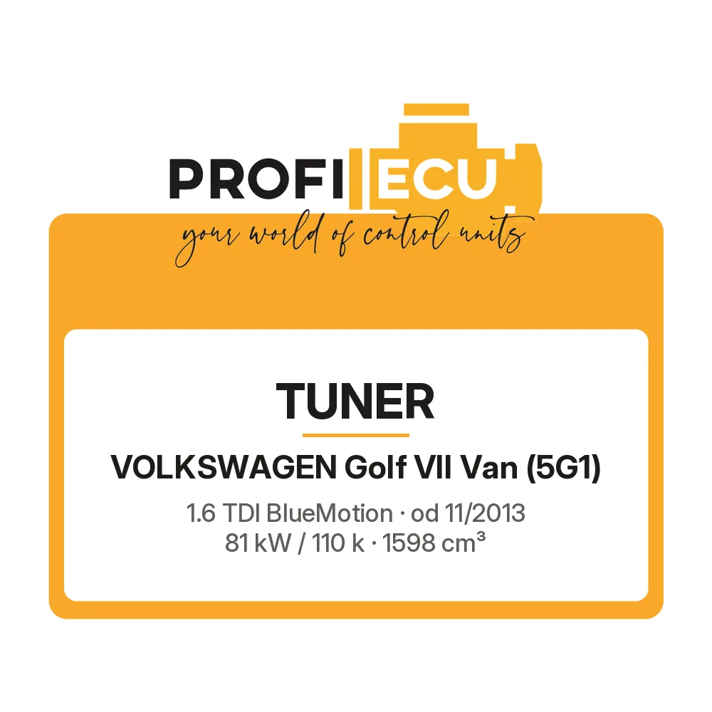 Etiketa ProfiECU: Tuner pro Volkswagen Golf VII Van 1.6 TDI BlueMotion 81 kW
