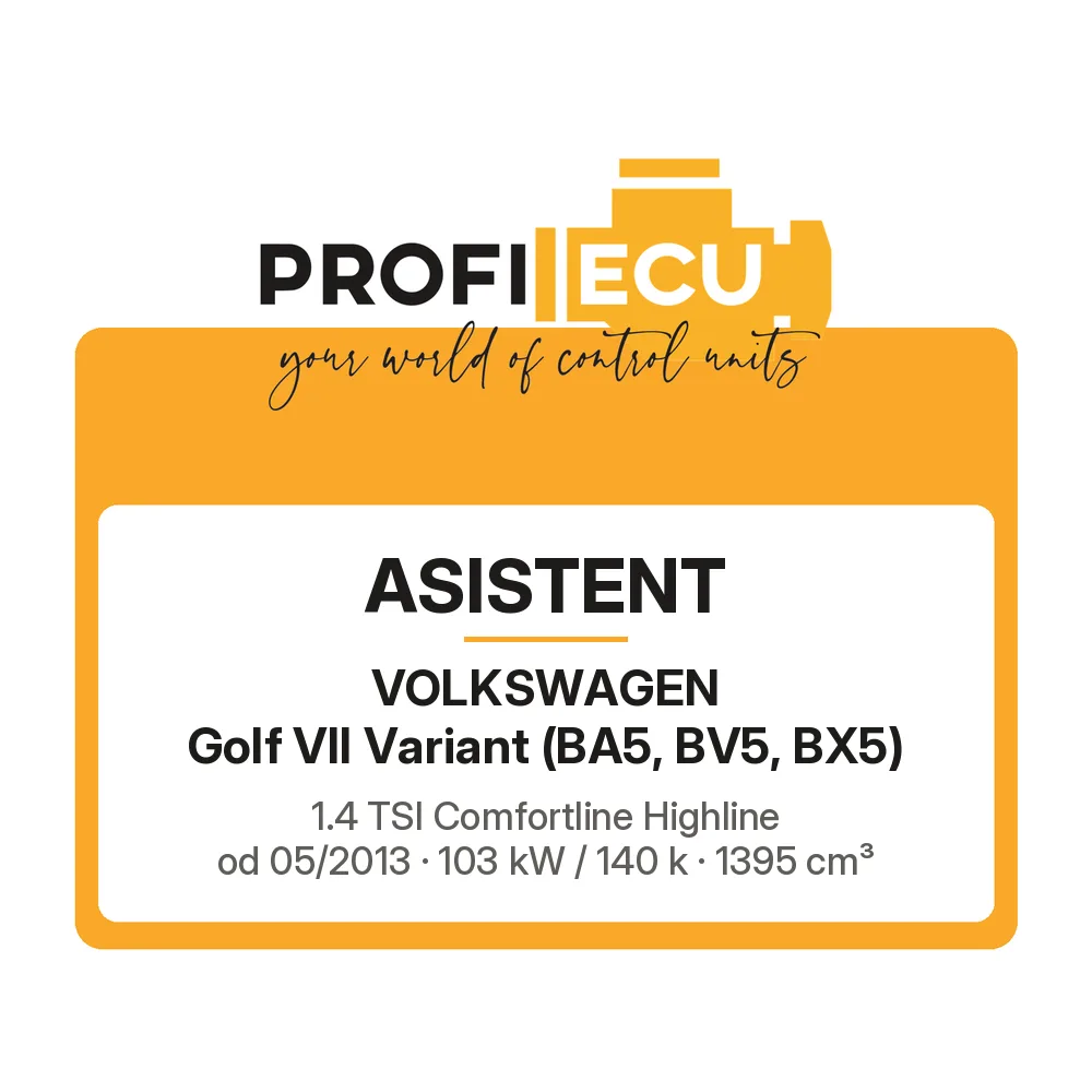 Etiketa ProfiECU: ASISTENT pro Volkswagen Golf VII Variant 1.4 TSI Comfortline Highline 103 kW