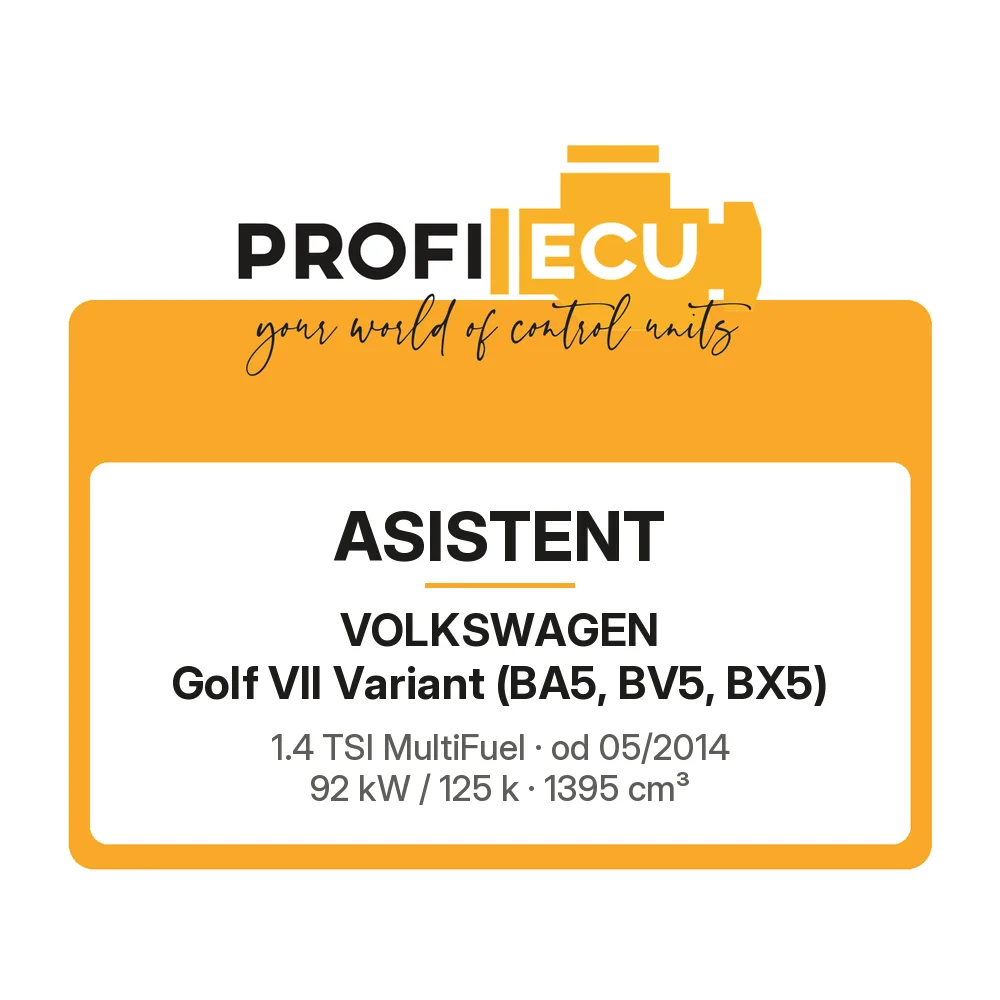 Etiketa ProfiECU: ASISTENT pro Volkswagen Golf VII Variant 1.4 TSI MultiFuel 92 kW