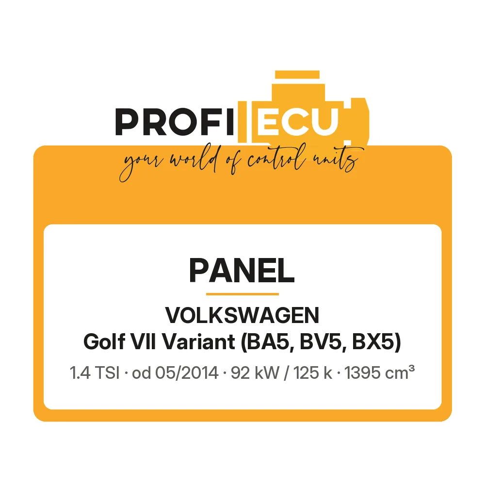 Etiketa ProfiECU: Panel pro Volkswagen Golf VII Variant 1.4 TSI 92 kW