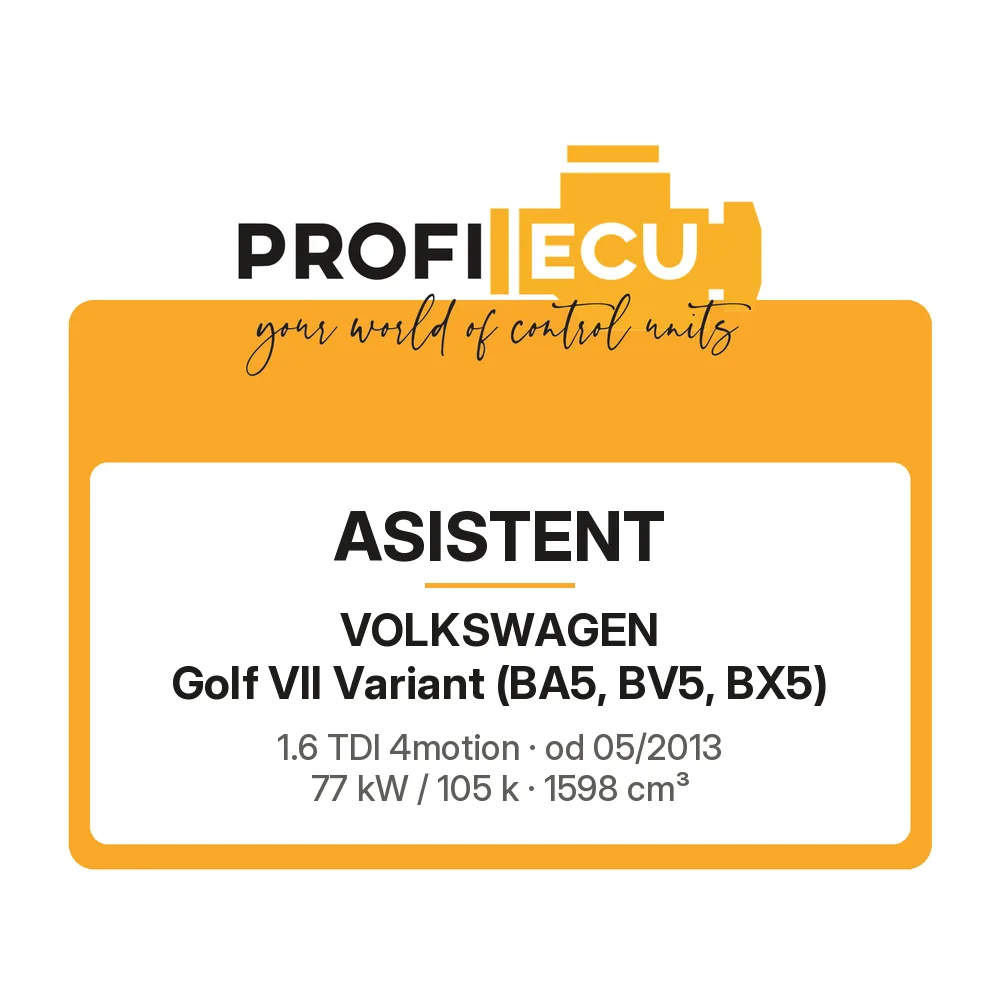 Etiketa ProfiECU: ASISTENT pro Volkswagen Golf VII Variant 1.6 TDI 4motion 77 kW