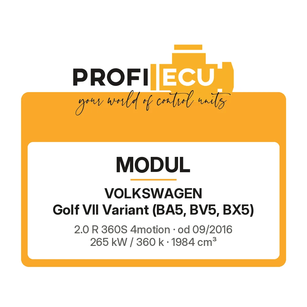 Etiketa ProfiECU: Modul pro Volkswagen Golf VII Variant 2.0 R 360S 4motion 265 kW