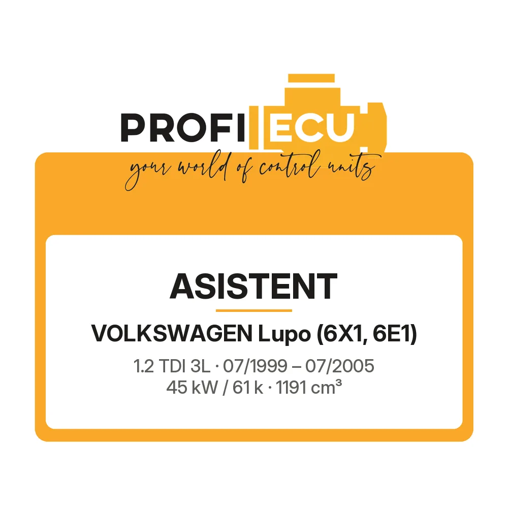Etiketa ProfiECU: ASISTENT pro Volkswagen Lupo 1.2 TDI 3L 45 kW