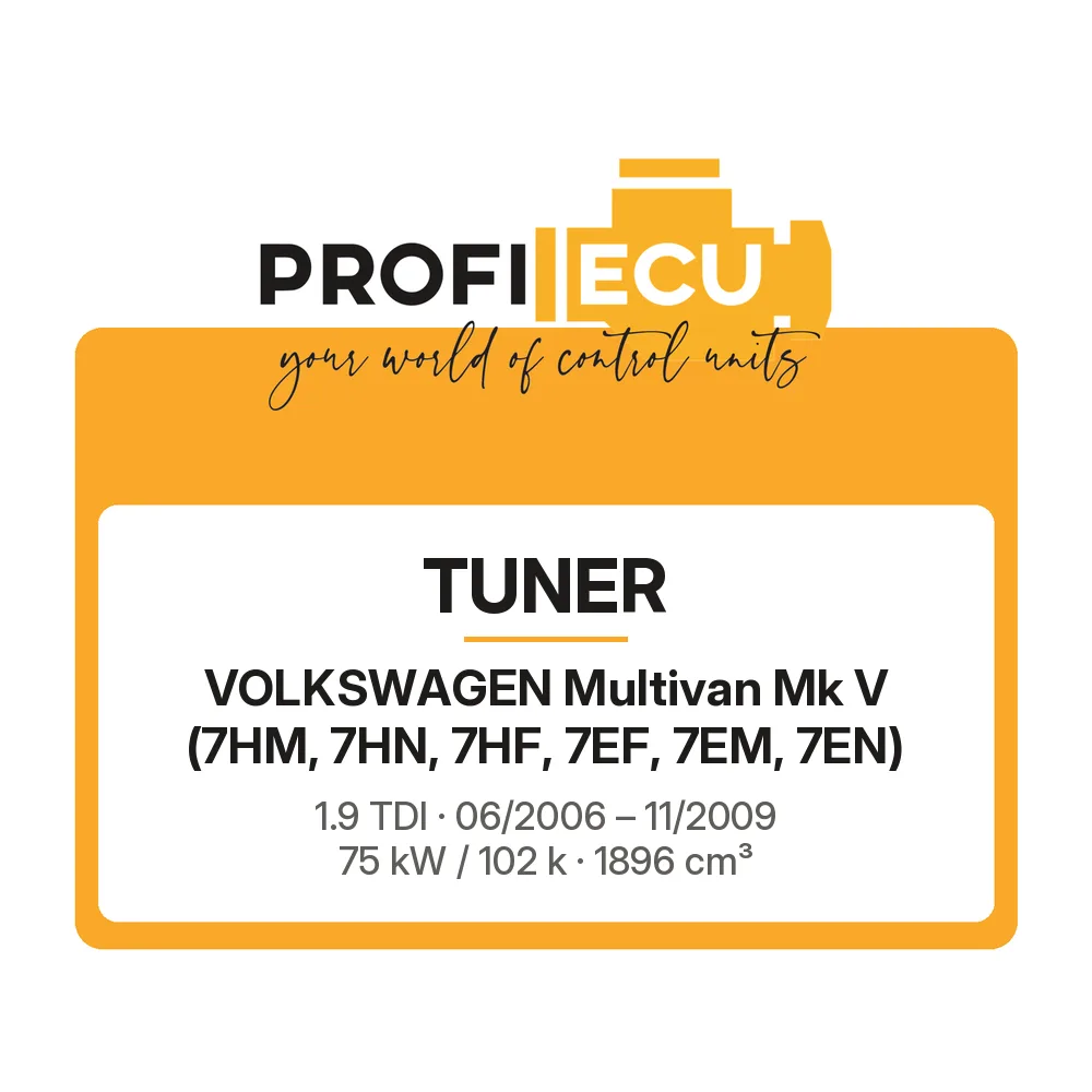Etiketa ProfiECU: Tuner pro Volkswagen Multivan Mk V 1.9 TDI 75 kW
