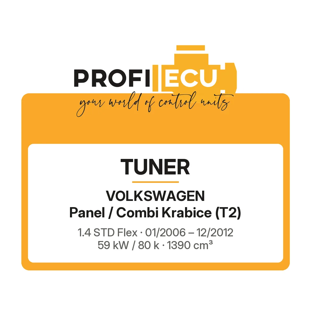 Etiketa ProfiECU: Tuner pro Volkswagen Panel / Combi Krabice 1.4 STD Flex 59 kW