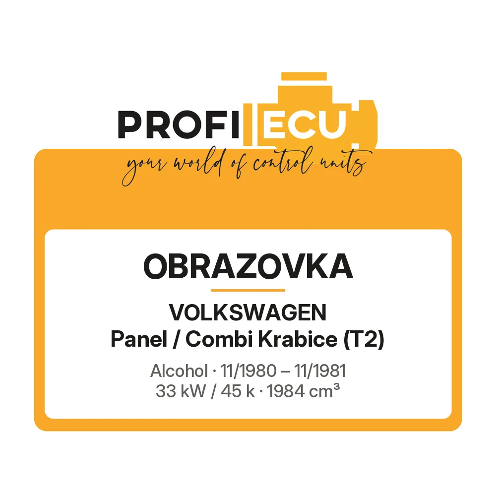 Etiketa ProfiECU: Obrazovka pro Volkswagen Panel / Combi Krabice Alcohol 33 kW