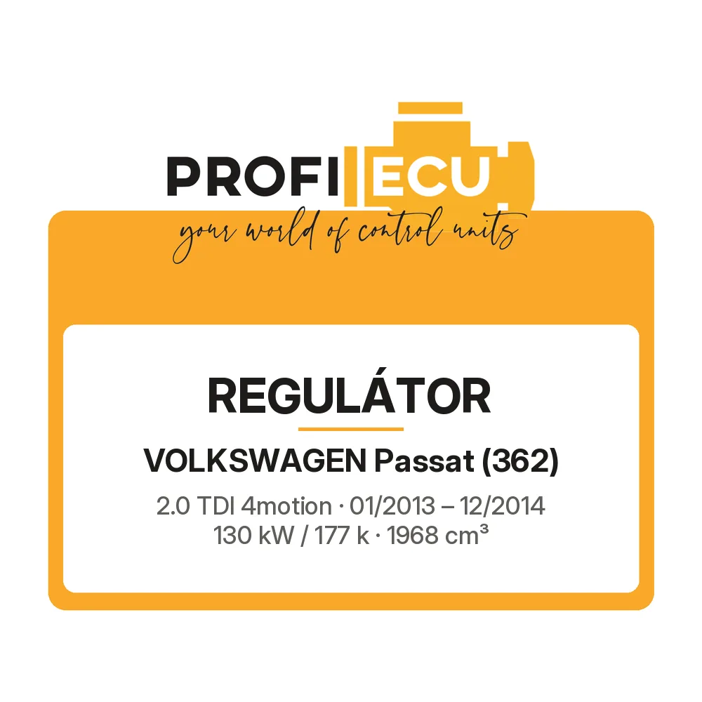 Etiketa ProfiECU: Regulátor pro Volkswagen Passat 2.0 TDI 4motion 130 kW