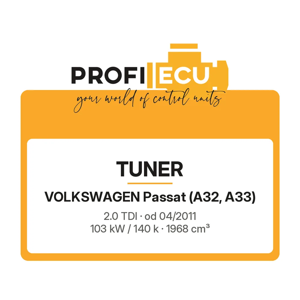 Etiketa ProfiECU: Tuner pro Volkswagen Passat 2.0 TDI 103 kW