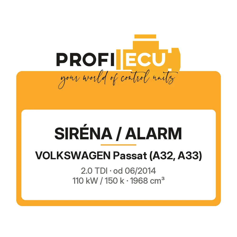 Etiketa ProfiECU: Siréna / Alarm pro Volkswagen Passat 2.0 TDI 110 kW