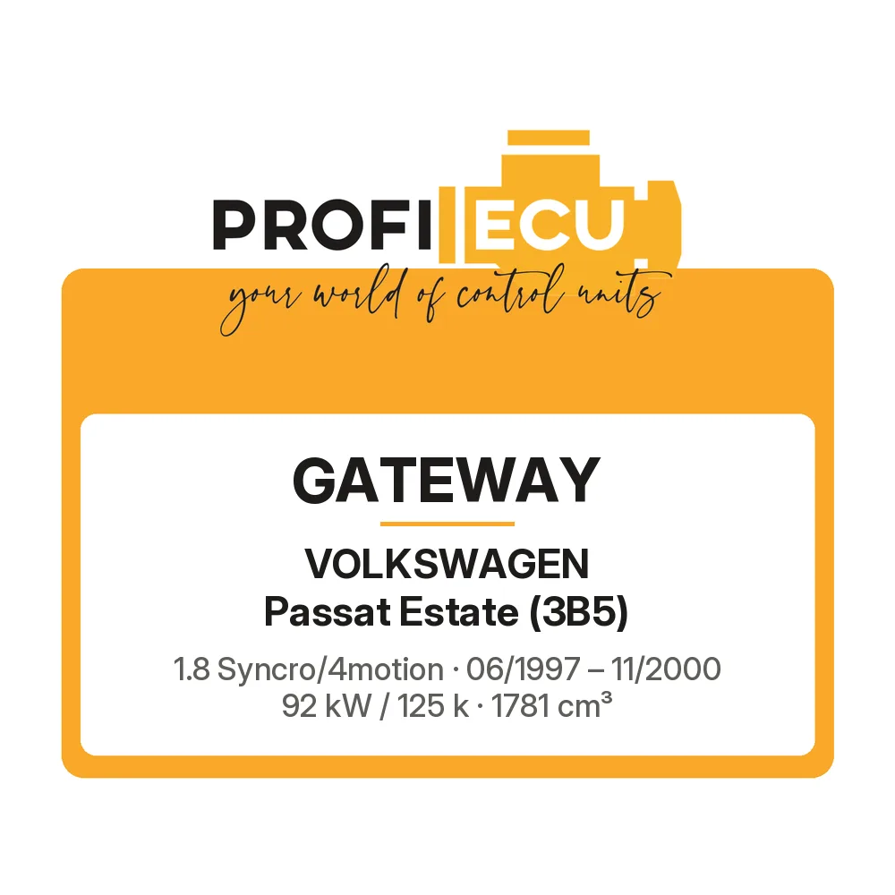Etiketa ProfiECU: GATEWAY pro Volkswagen Passat Estate 1.8 Syncro/4motion 92 kW