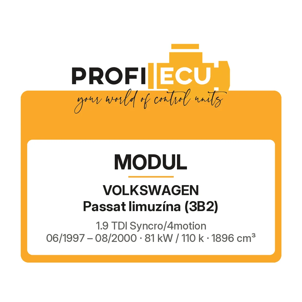 Etiketa ProfiECU: Modul pro Volkswagen Passat limuzína 1.9 TDI Syncro/4motion 81 kW