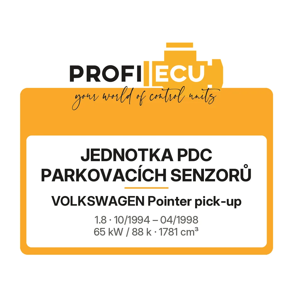 Etiketa ProfiECU: jednotka PDC parkovacích senzorů pro Volkswagen Pointer pick-up 1.8 65 kW