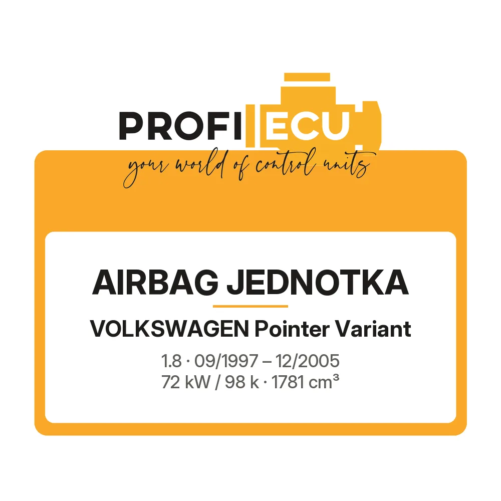 Etiketa ProfiECU: Airbag jednotka pro Volkswagen Pointer Variant 1.8 72 kW