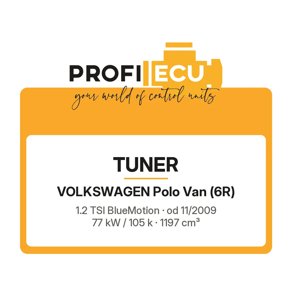Etiketa ProfiECU: Tuner pro Volkswagen Polo Van 1.2 TSI BlueMotion 77 kW