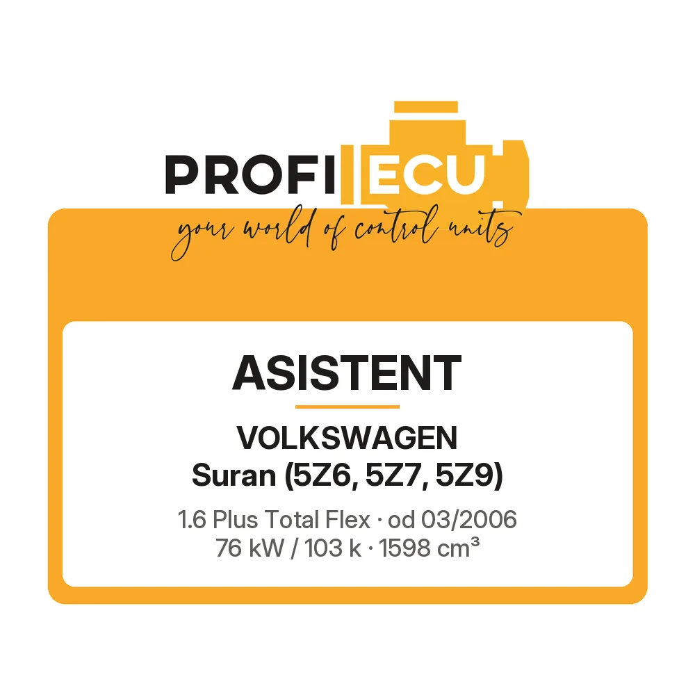 Etiketa ProfiECU: ASISTENT pro Volkswagen Suran 1.6 Plus Total Flex 76 kW