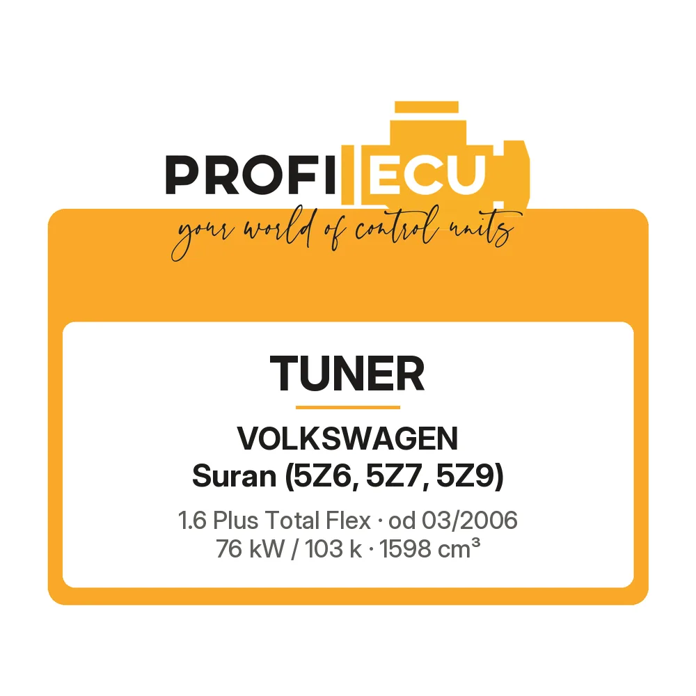 Etiketa ProfiECU: Tuner pro Volkswagen Suran 1.6 Plus Total Flex 76 kW