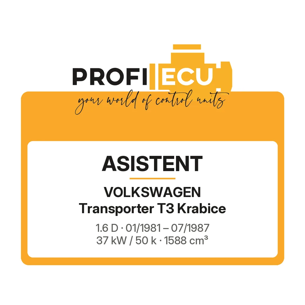 Etiketa ProfiECU: ASISTENT pro Volkswagen Transporter T3 Krabice 1.6 D 37 kW