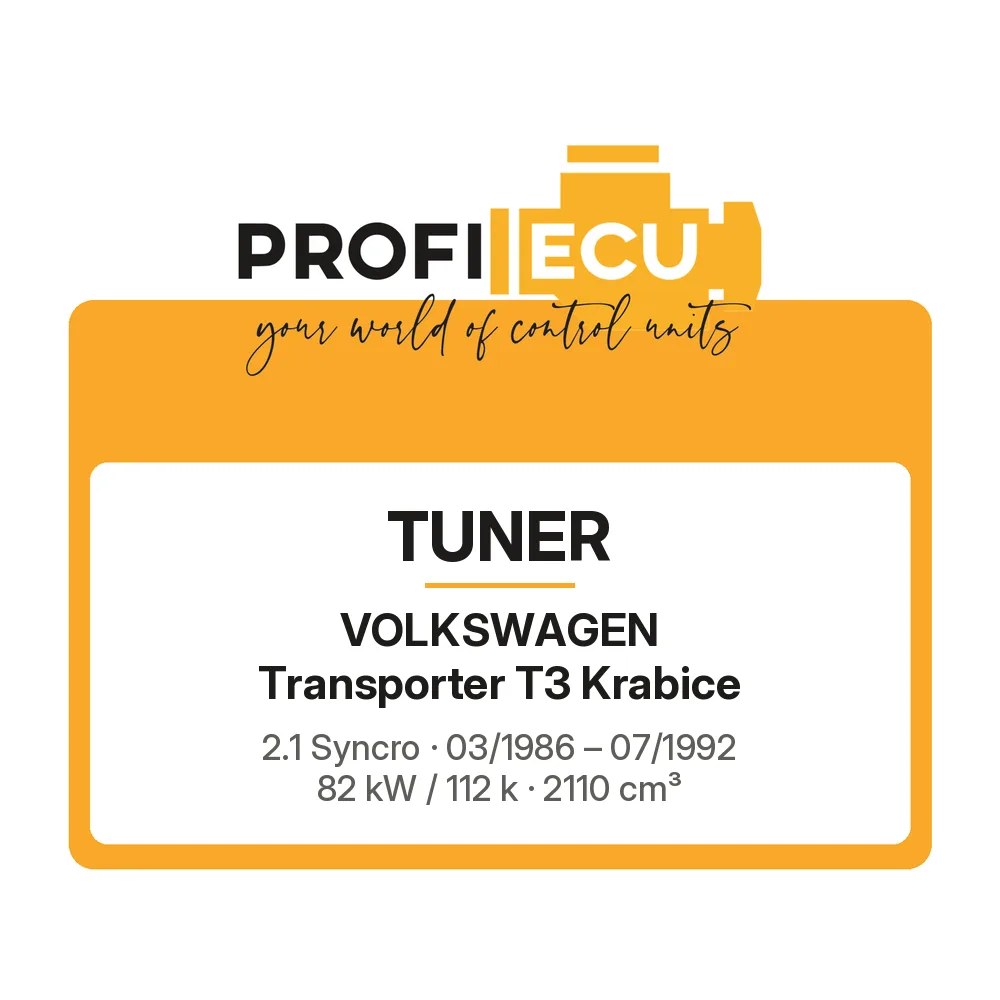 Etiketa ProfiECU: Tuner pro Volkswagen Transporter T3 Krabice 2.1 Syncro 82 kW