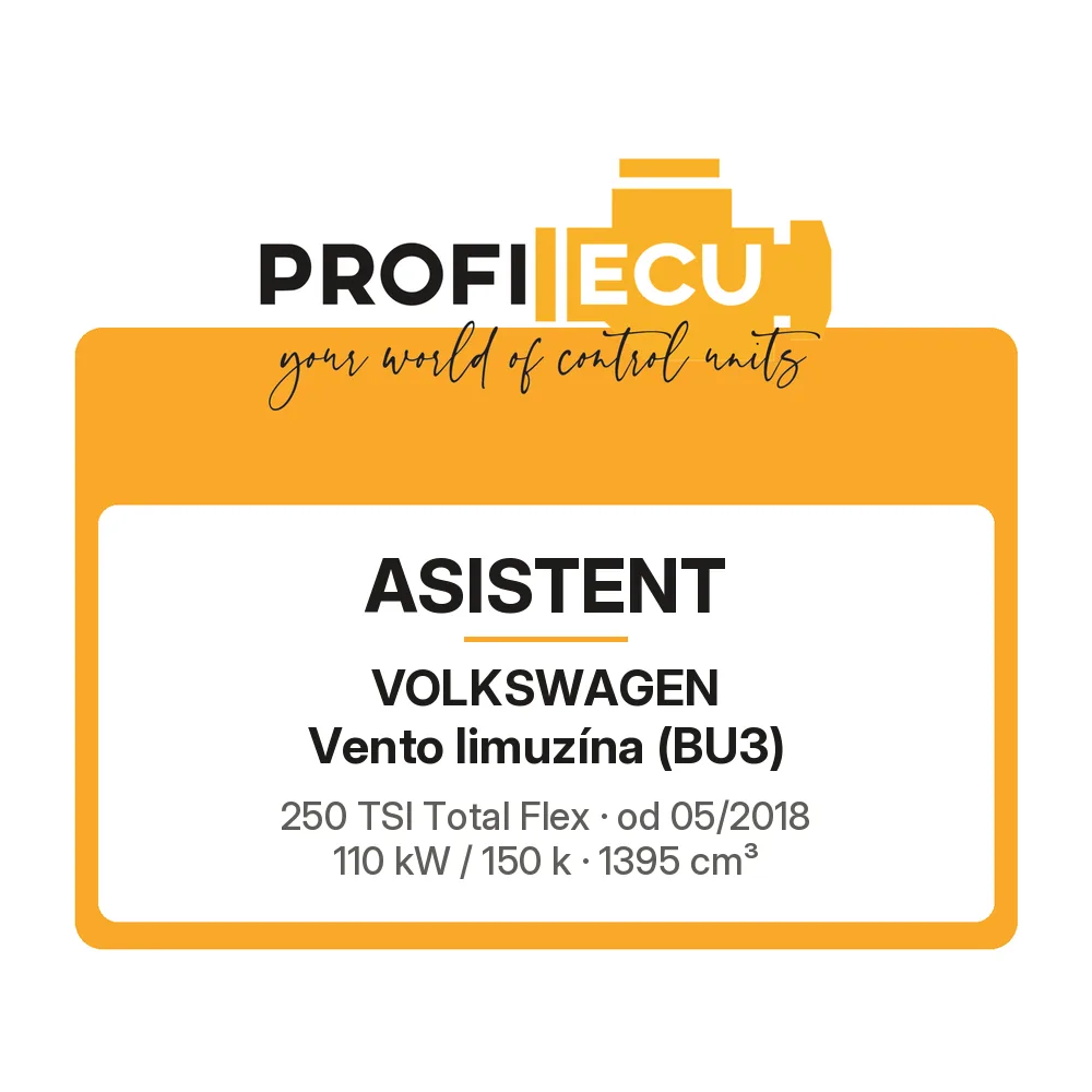 Etiketa ProfiECU: ASISTENT pro Volkswagen Vento limuzína 250 TSI Total Flex 110 kW